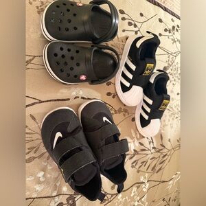 Nike Adidas Superstar Crocs Bundle Toddler Black and White Sneakers size 8c
